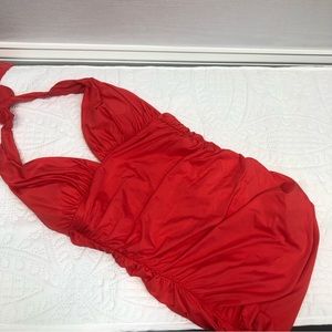 St John rouched swim top, red, EUC